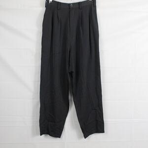 Yohji Yamamoto Y's Pants Women 26 Wool Blend Pleated Wide Leg Black Quiet Luxury
